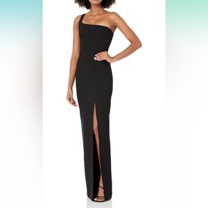 NWT, LIKELY camden gown size 4. Never worn black formal one shoulder gown